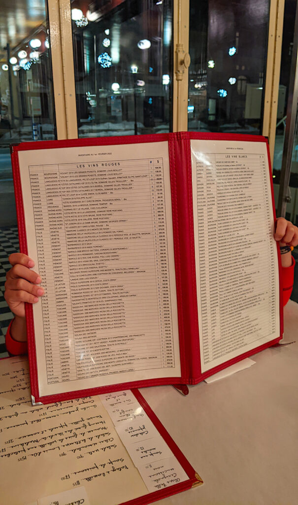 La carte des vins de l'Express